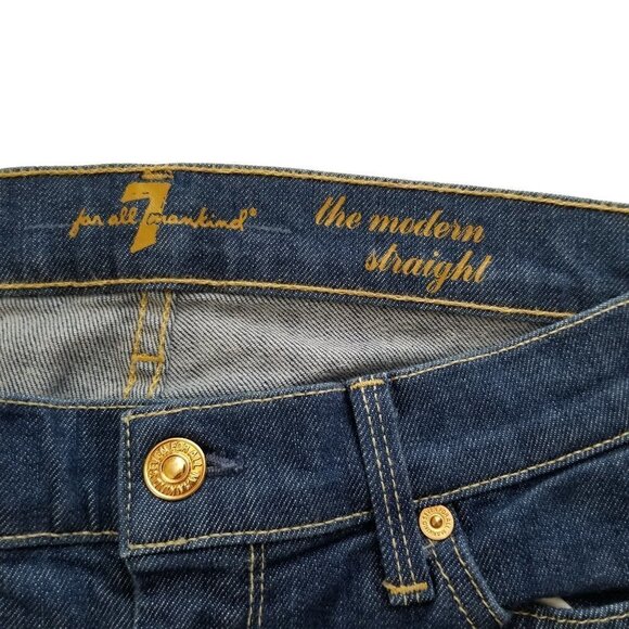 7 for All Mankind 27 Modern straight‎ Jeans Western Contrast stitching Midrise - Picture 5 of 12